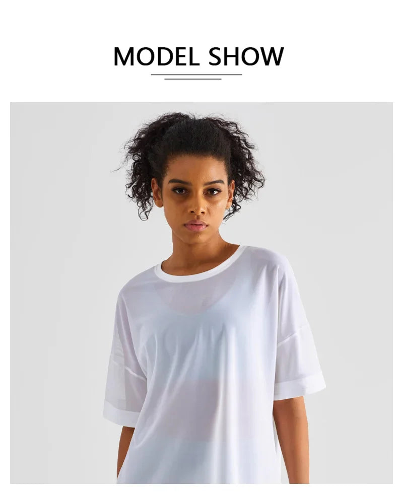 Yoga Sport Shirt Quick Drying Yoga Blouse Fitness Mesh Stitched Casual Sports Top Summer Short Sleeve Sport T-Shirt For Women
