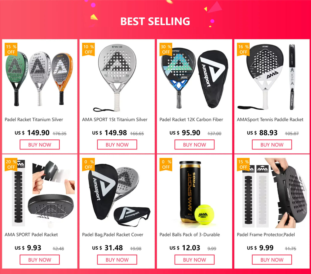 AMASPORT Padel Racket 12K Carbon EVA Soft Midium Balance Padel Paddle Tear Shape for Advanced Players Paddle Tennis Racket