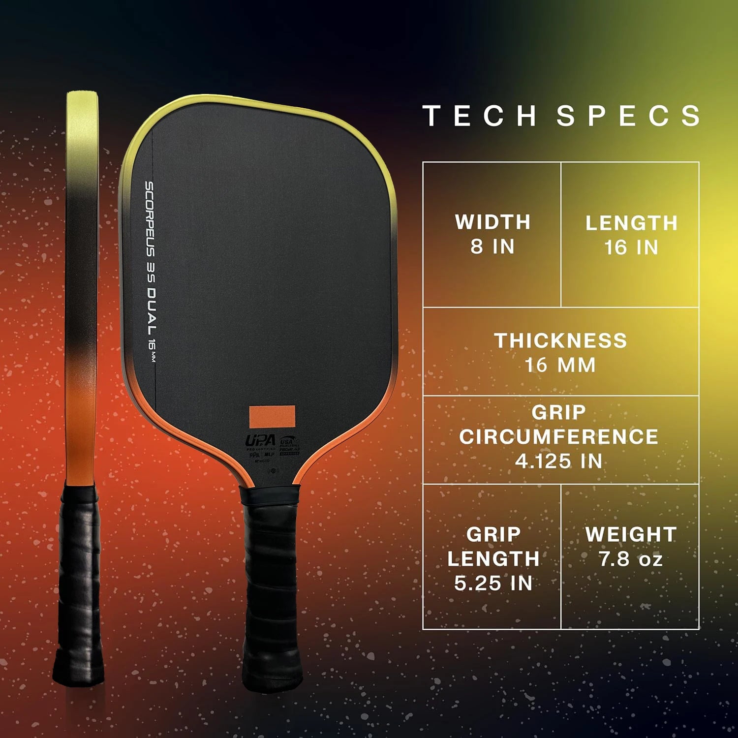 Scorpeus 3S DUAL Professional Pickleball Paddle with Original Carbon Fiber Surface Wide Body Design Limited Color T700 Matte Fin