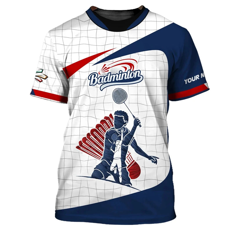 Badminton Sport T-shirt Men's Clothing Cool Novel 3D Print Sports Quick Dry Short Sleeve T Shirts Summer Gym Fitness Custom Tee
