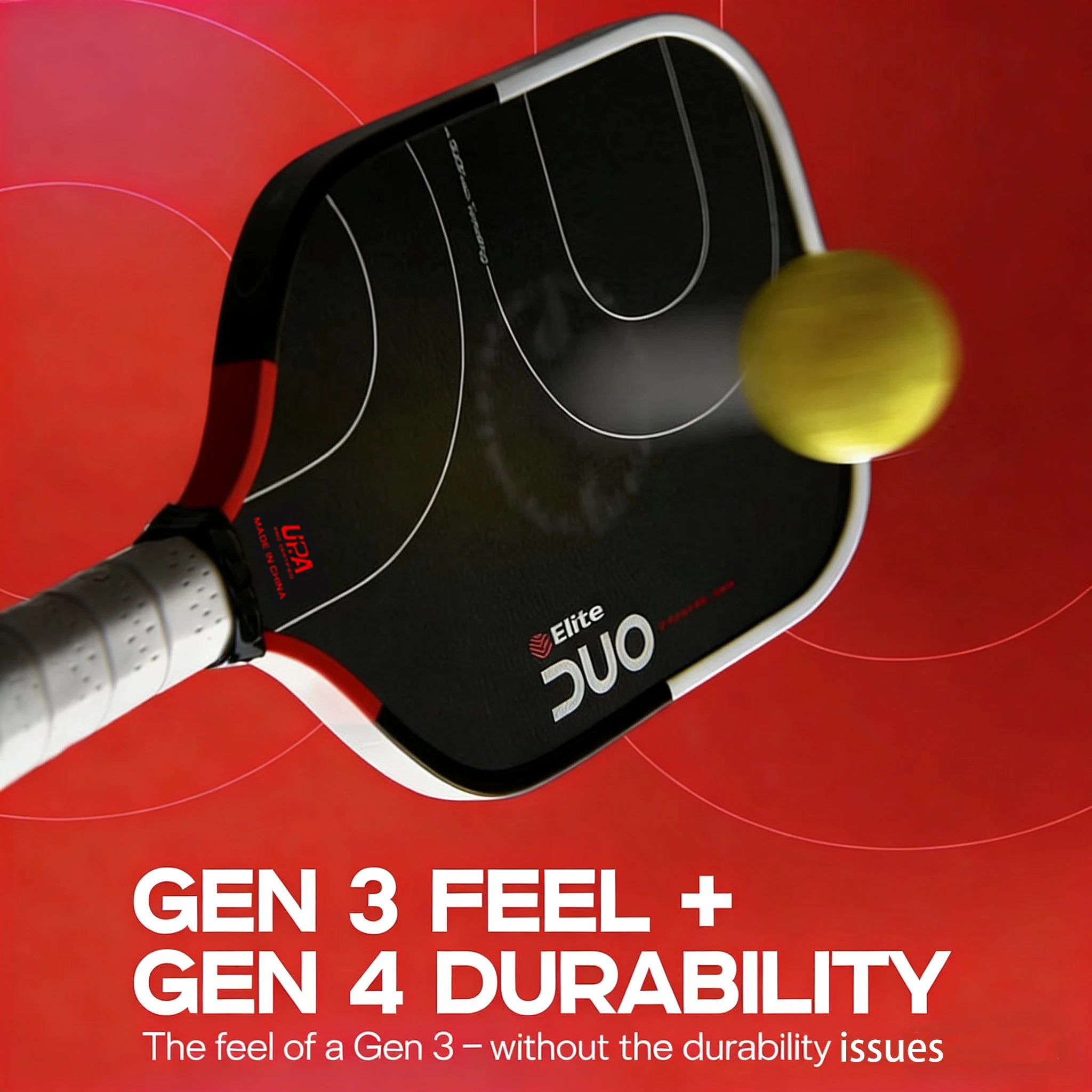DUO-FOAM Pickleball Paddle Black Foam Core Increases Sweet Spot 3-Layer Carbon Fiber Rough Cloth pattern