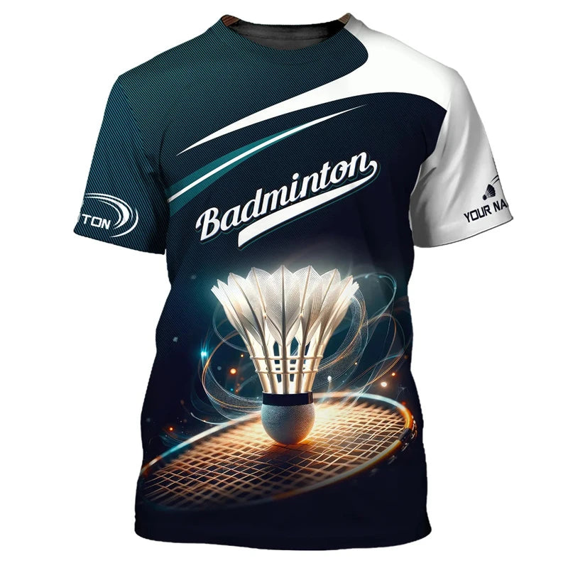 Badminton Sport T-shirt Men's Clothing Cool Novel 3D Print Sports Quick Dry Short Sleeve T Shirts Summer Gym Fitness Custom Tee