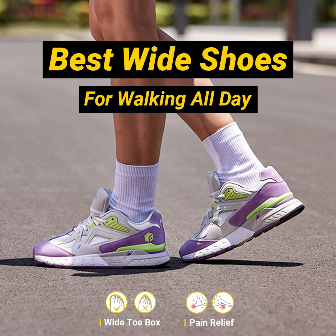 FitVille Women's Walking Shoes Wide Width Sneakers for Flat Foot Plantar Fasciitis Heel Pain Relief Lightweight Anti-slip Shoes