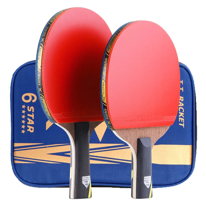 HUIESON 6-Star Table Tennis Racket Set - Complete 2-Player Starter Package with Balls