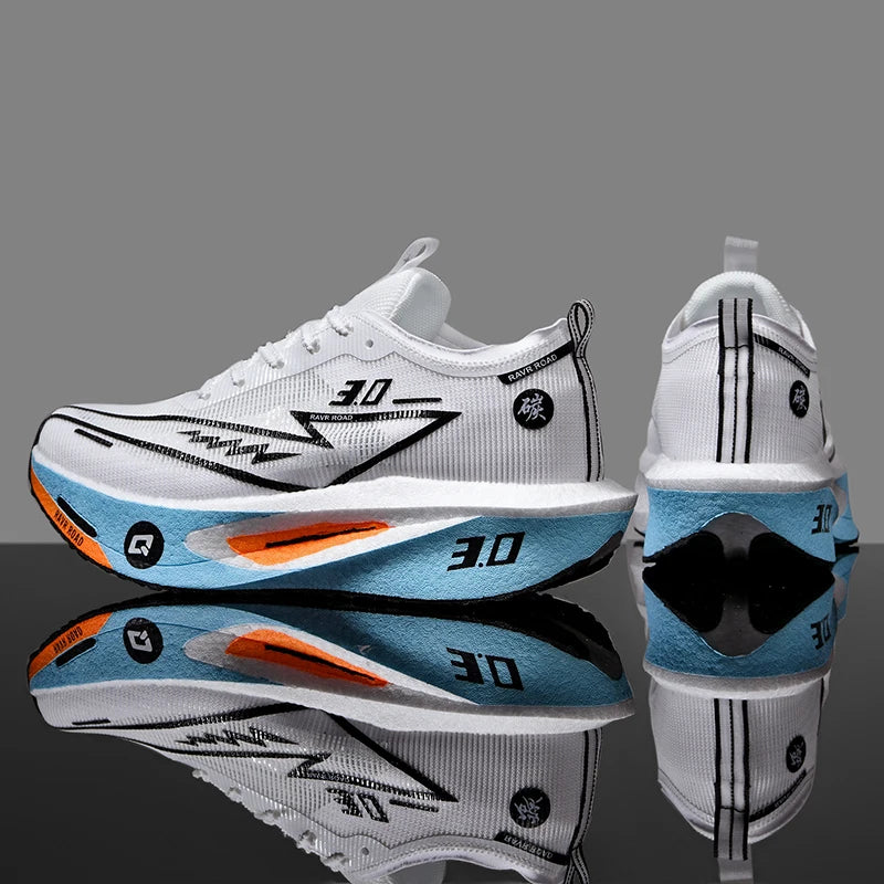 Women's Carbon Board Sneakers Anti-slip Cushioned Comfortable Racing Training Running Shoes Mesh Tennis Shoes Casual for Women