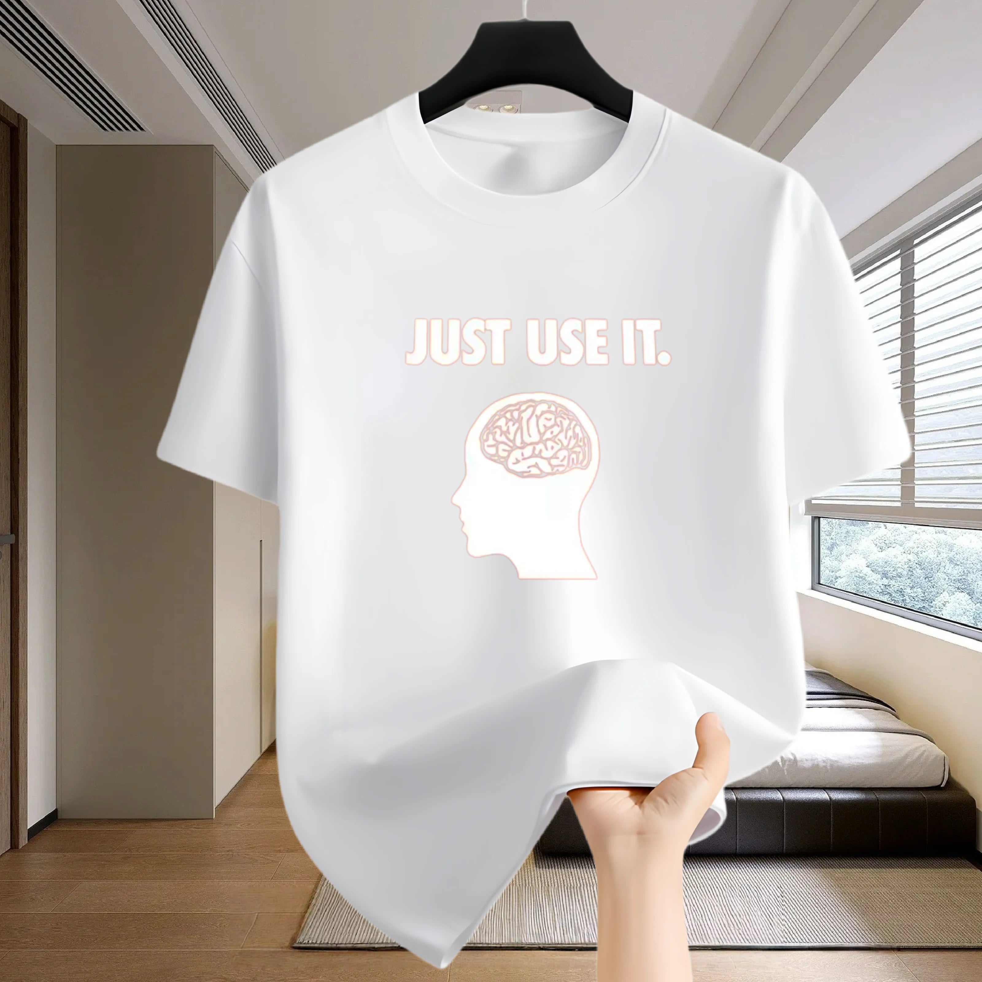 Men's T-shirt with print - casual sports top for outdoor jogging, marathon clothing, summer quick-drying mesh T-shirt, daily cyc