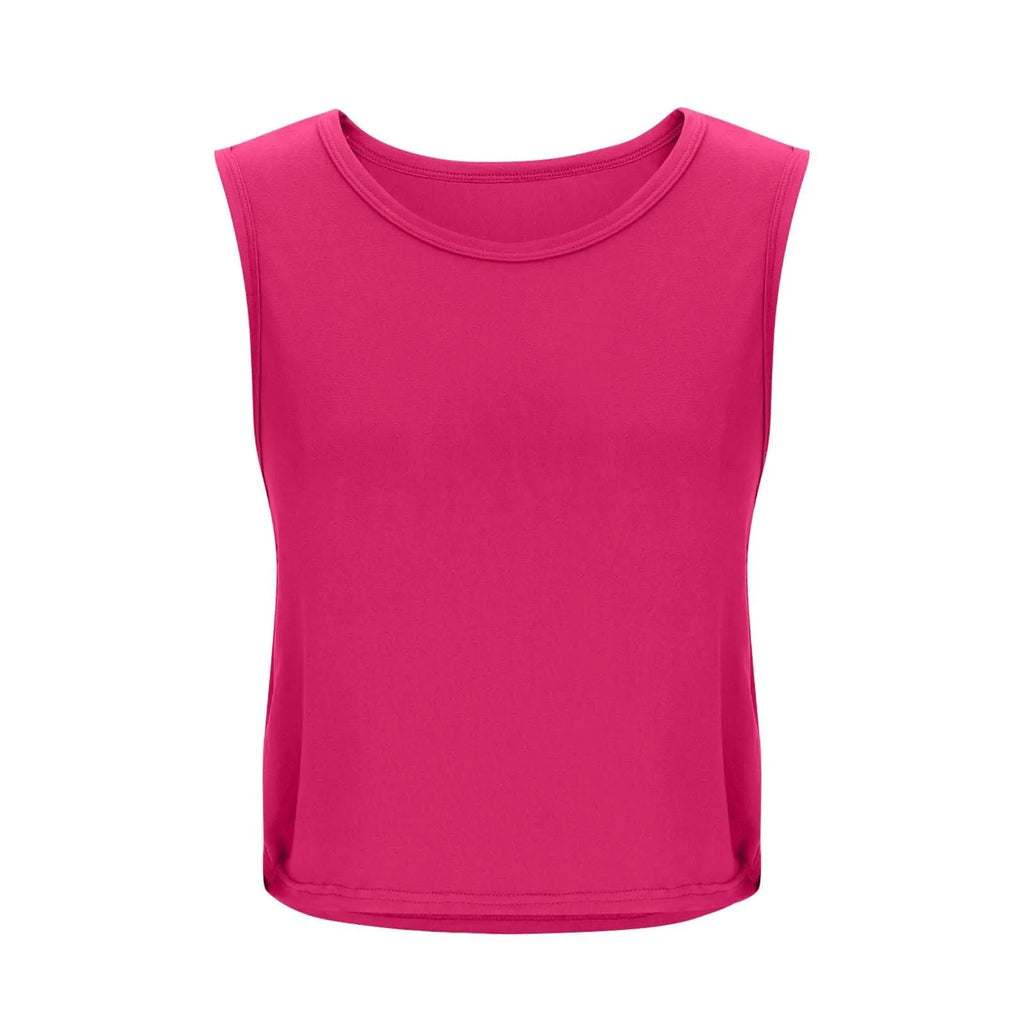 Women Sleeveless Yoga Tops Athletic Vest Breathable Blouse Cover Up Gym Workout Cool T-Shirt Running Short Tank Crop Top
