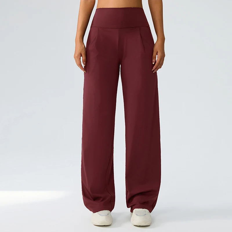 Yoga wide leg pants for women high waisted loose straight leg pants casual sports yoga pants women's outerwear