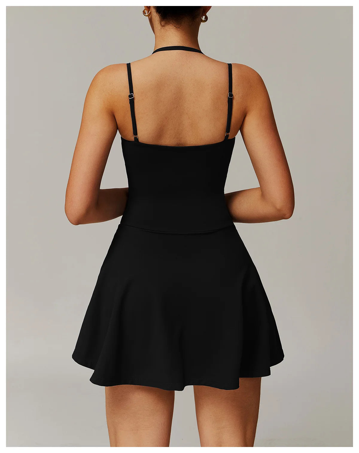 Tennis Dress with Shorts Underneath Pockets Strap Dress Sporting Tennis Outfit Women Gold Wear Sport Dresses Badminton Clothing