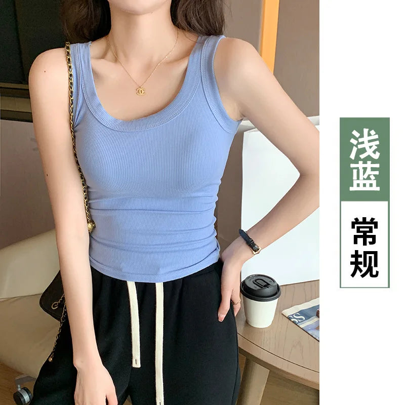 Women Tank Tops 2026 High Strecth Knitted Bottoming Shirt Soft Korean Fashion Undershirt Inner Wear Casual Ladies Tank Tops