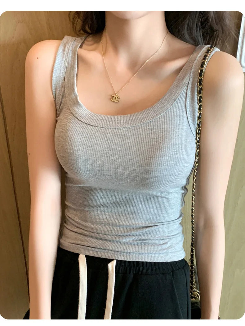 Women Tank Tops 2026 High Strecth Knitted Bottoming Shirt Soft Korean Fashion Undershirt Inner Wear Casual Ladies Tank Tops