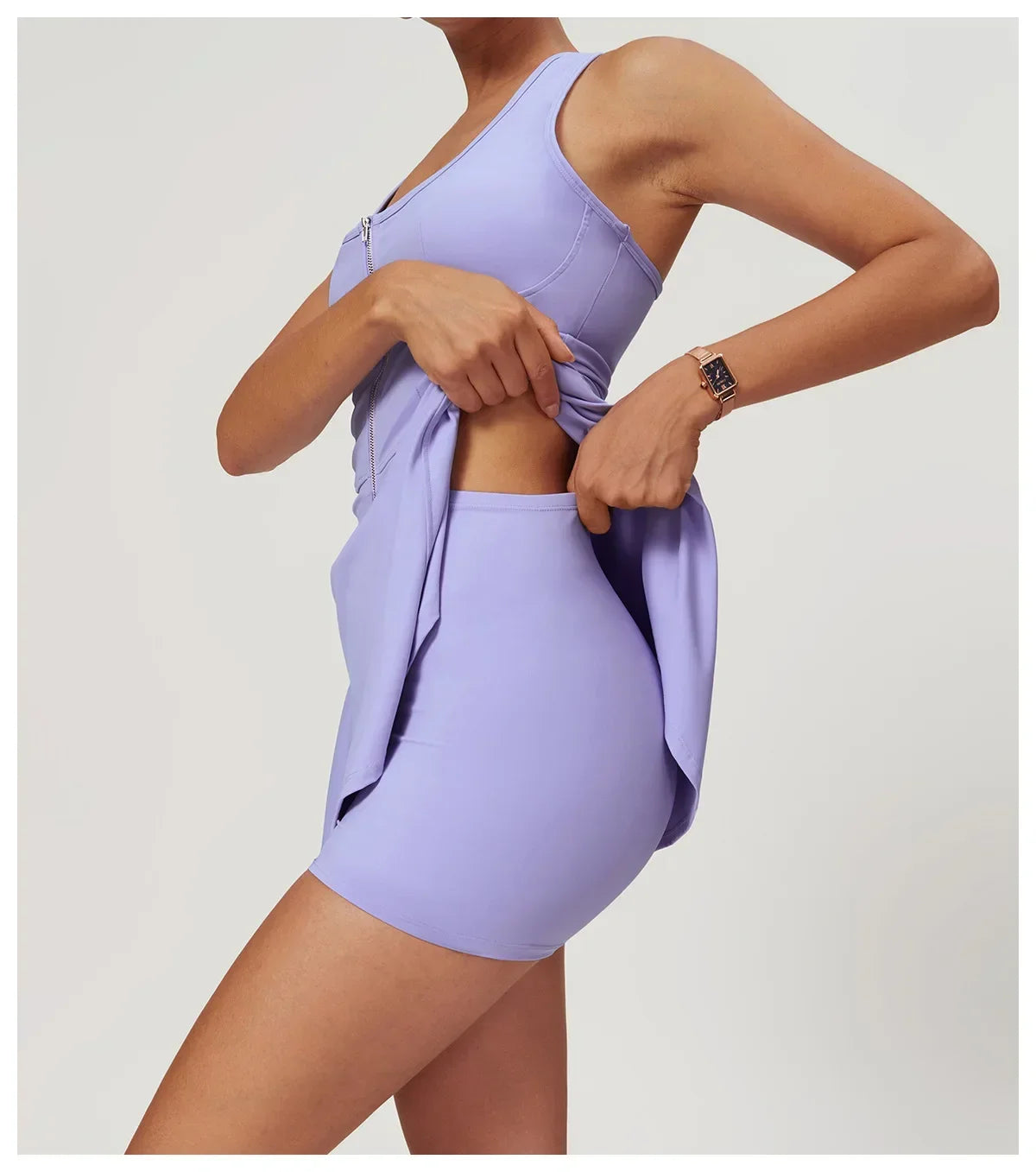 Women Tennis Dress with Short Zipper Anti emptied Stretchy Sports Skirt Wear for Fitness Gym Yoga Golf Badminton Clothing Set
