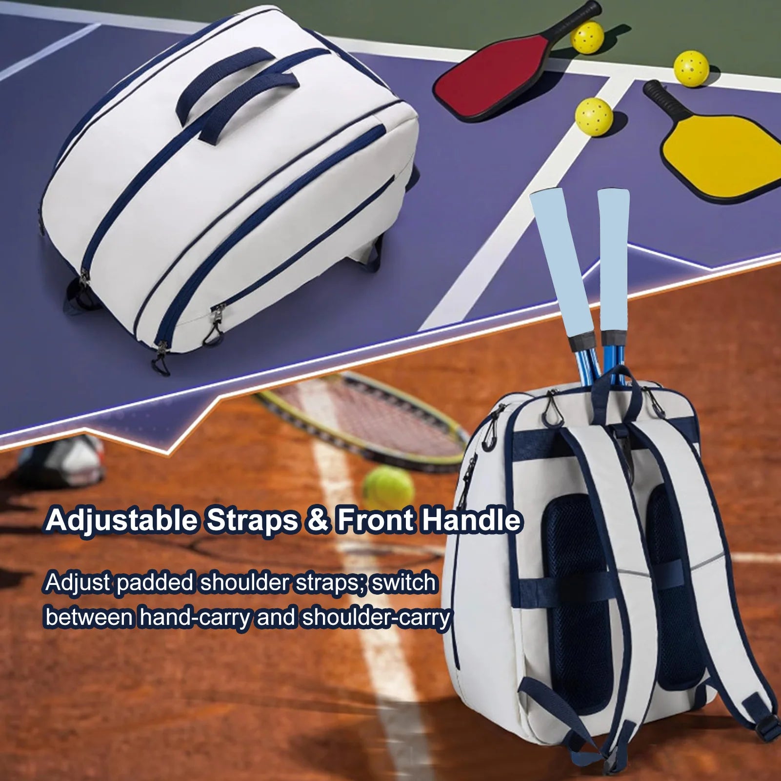 Pickleball racket storage backpack with shoe compartment adjustable multi-compartment backpack Men Women Sports Backpack