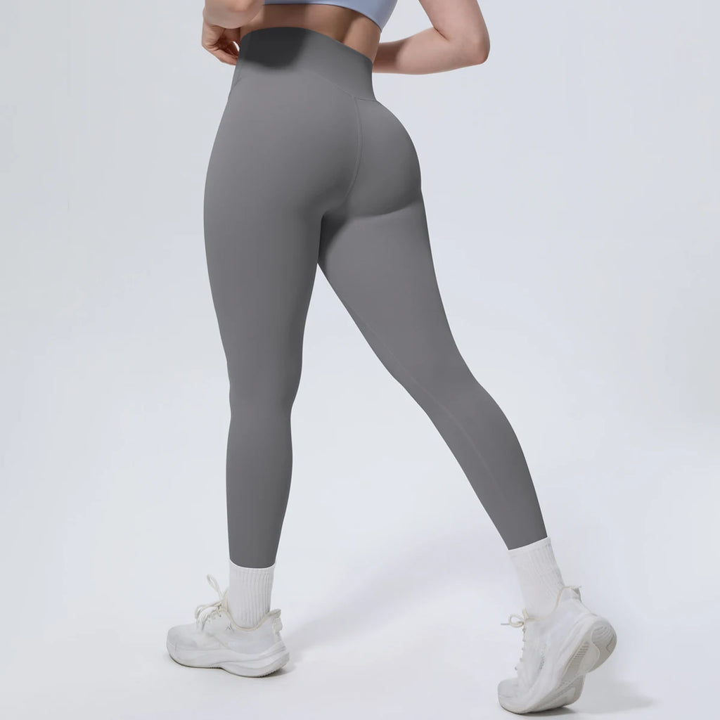 Summer Breathable Peach Buttocks Yoga Pants Solid Color High Stretch Sports Leggings Gym Push Up Outdoor Running Yoga Pants