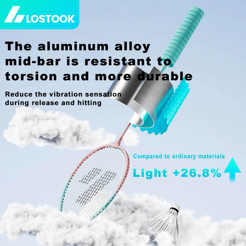 LOSTOOK Badminton Racket with 3 Nylon Shuttlecocks/1 Carry Bag Original By Beginners Badminton Set Sports Fitness equipment