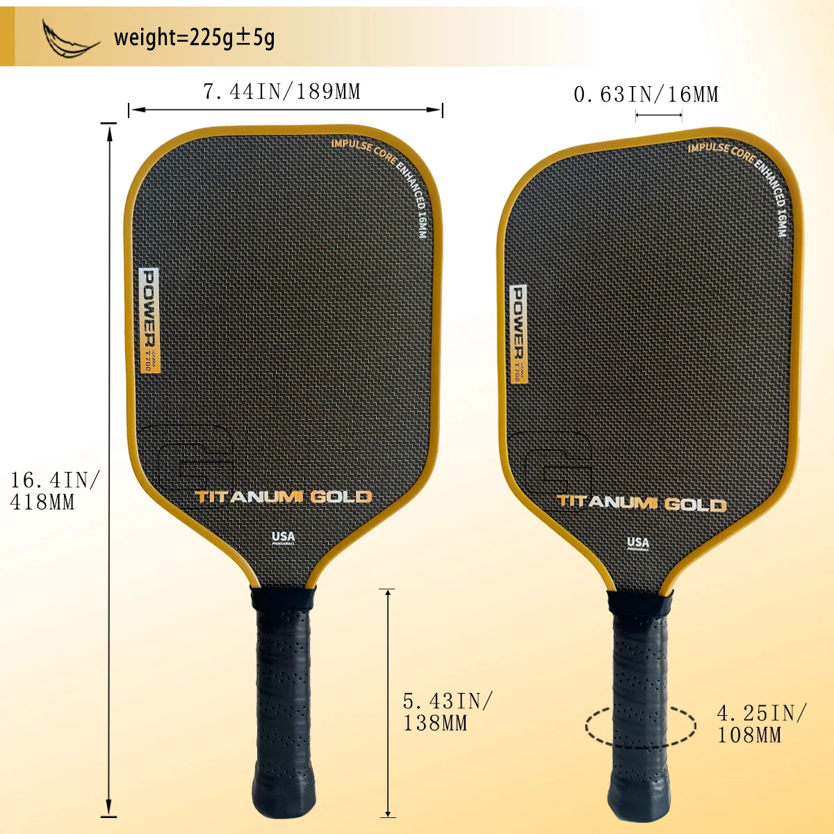 Titanium Pickleball Paddle with Four-Layer Carbon Fiber And PP Honeycomb Core Rough Frosted Cloth Surface for Enhanced Grip