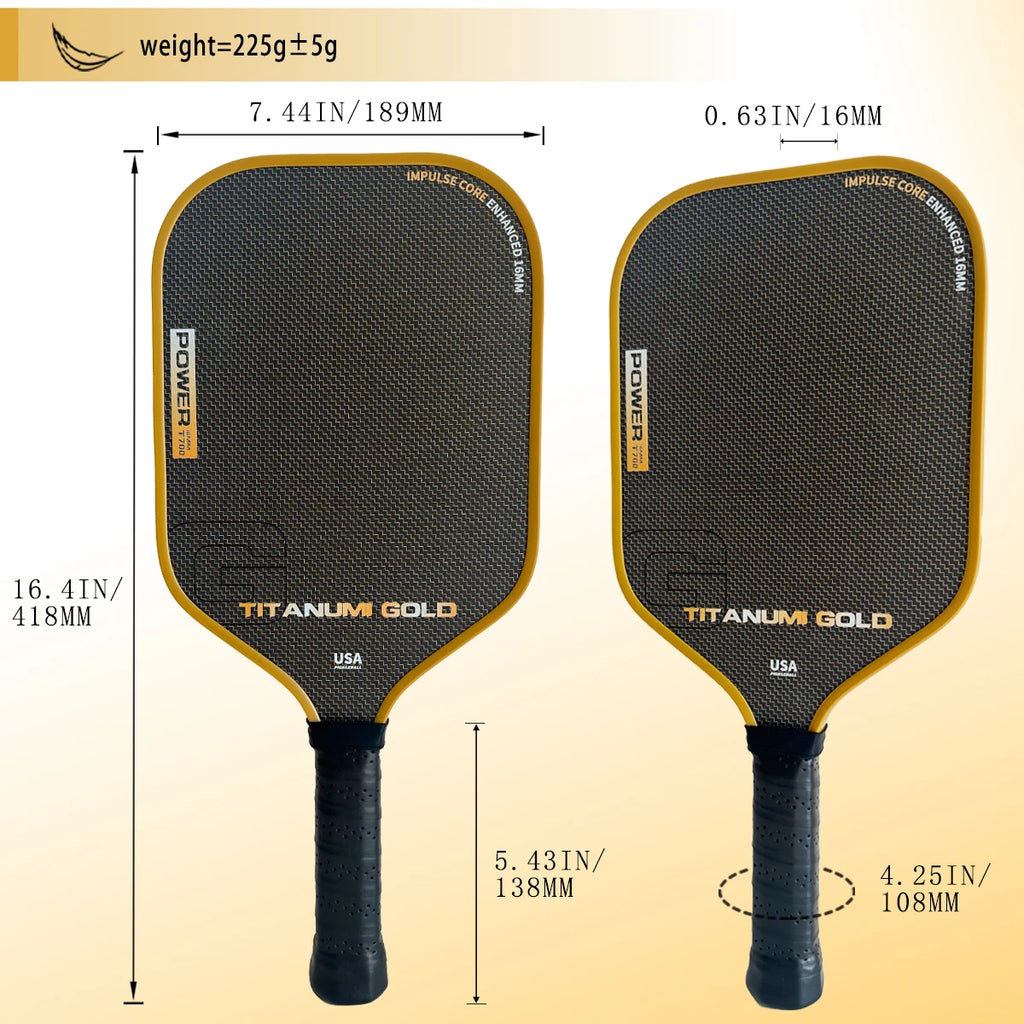 Titanium Pickleball Paddle with Four-Layer Carbon Fiber And PP Honeycomb Core Rough Frosted Cloth Surface for Enhanced Grip