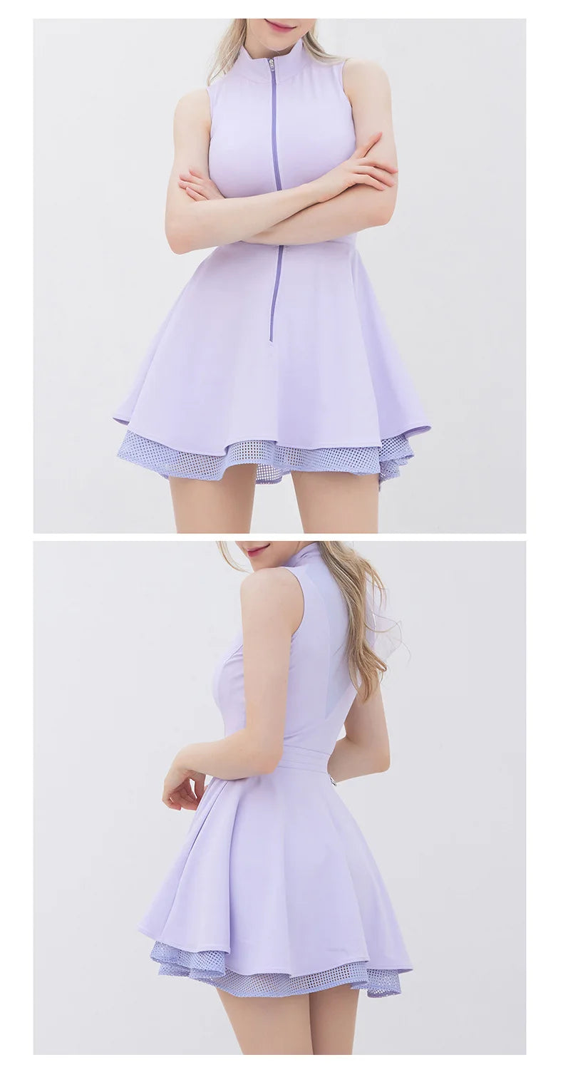 Polo Shirt Tennis Dress Chest Pads Shorts Soft High Stretchy Fitness Skorts Tummy Control Yoga Skirts Gym Clothing Activewear
