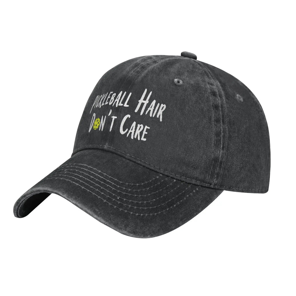 Pickleball Hair Don't Care Print Baseball Cap Gifts for Men Women Adjustable Pickle Ball Hat Unisex Snapback Hats