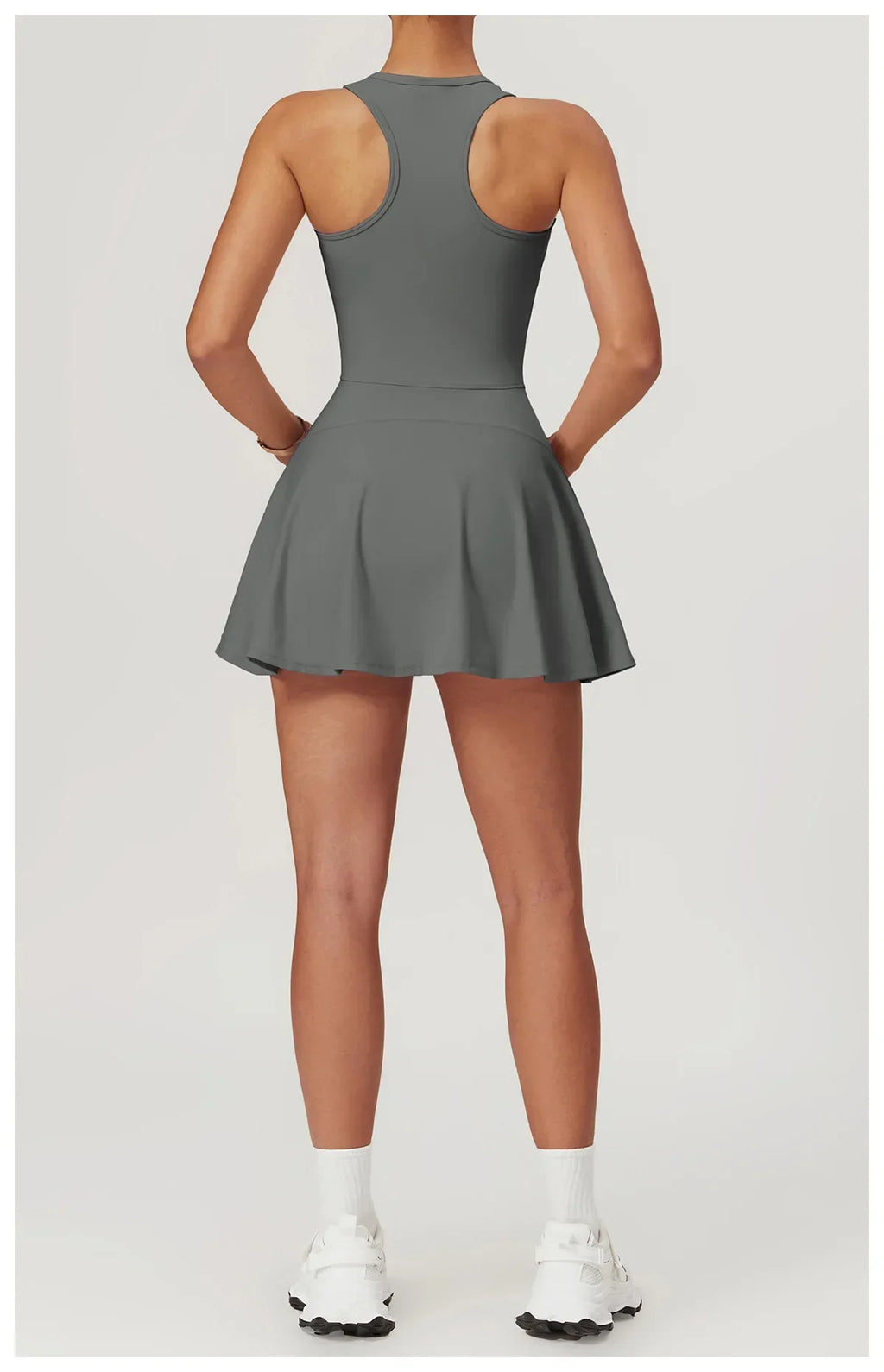 Women Tennis Dress with Short Zipper Anti emptied Stretchy Sports Skirt Wear for Fitness Gym Yoga Golf Badminton Clothing Set