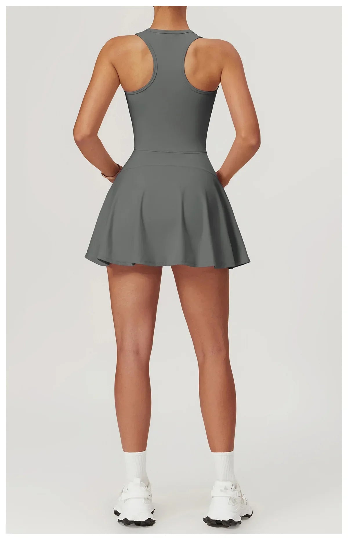 Women Tennis Dress with Short Zipper Anti emptied Stretchy Sports Skirt Wear for Fitness Gym Yoga Golf Badminton Clothing Set
