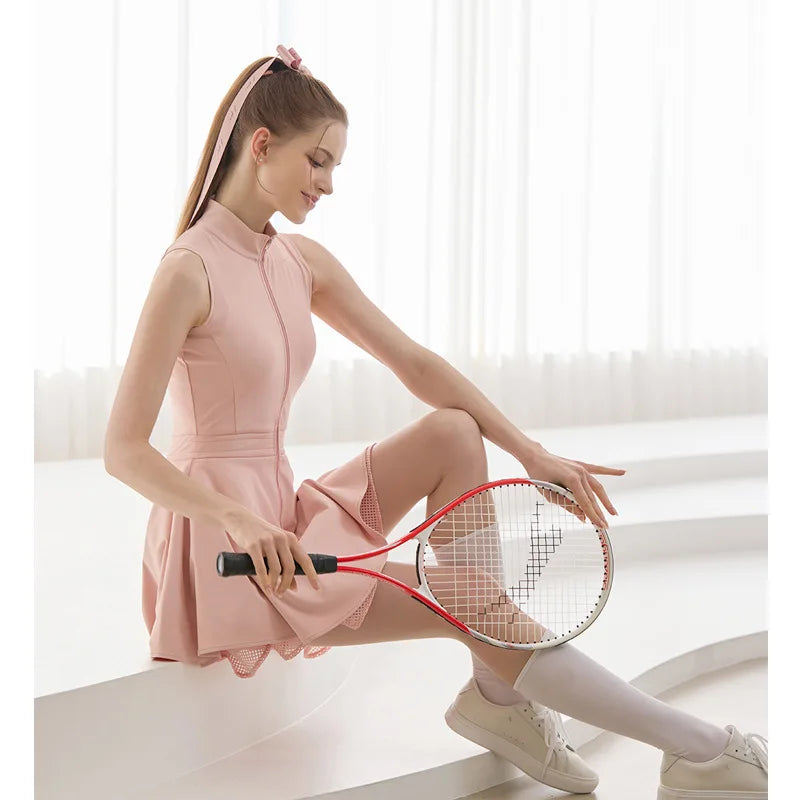 Polo Shirt Tennis Dress Chest Pads Shorts Soft High Stretchy Fitness Skorts Tummy Control Yoga Skirts Gym Clothing Activewear