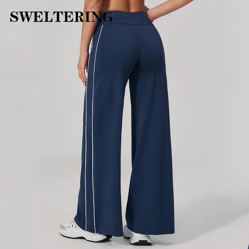 Yoga Pants Women High Waist Wide Leg Trousers Tummy Control Straight Workout Sports Pants Female Casual Fitness Bell-bottoms