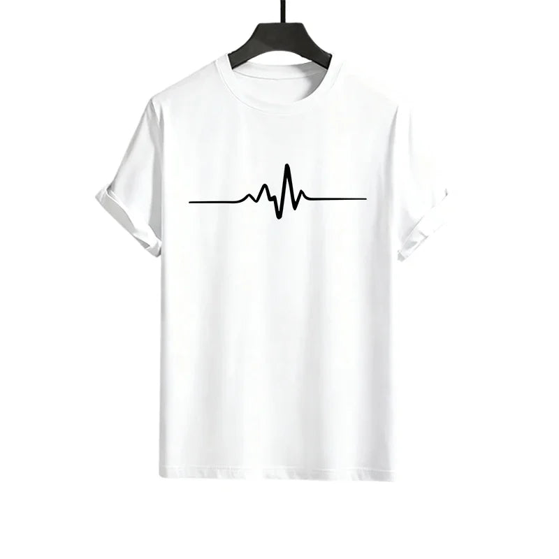 Men's T-shirt sports outfit with print, casual wear for outdoor gym, jogging, street clothing, summer T-shirt shorts