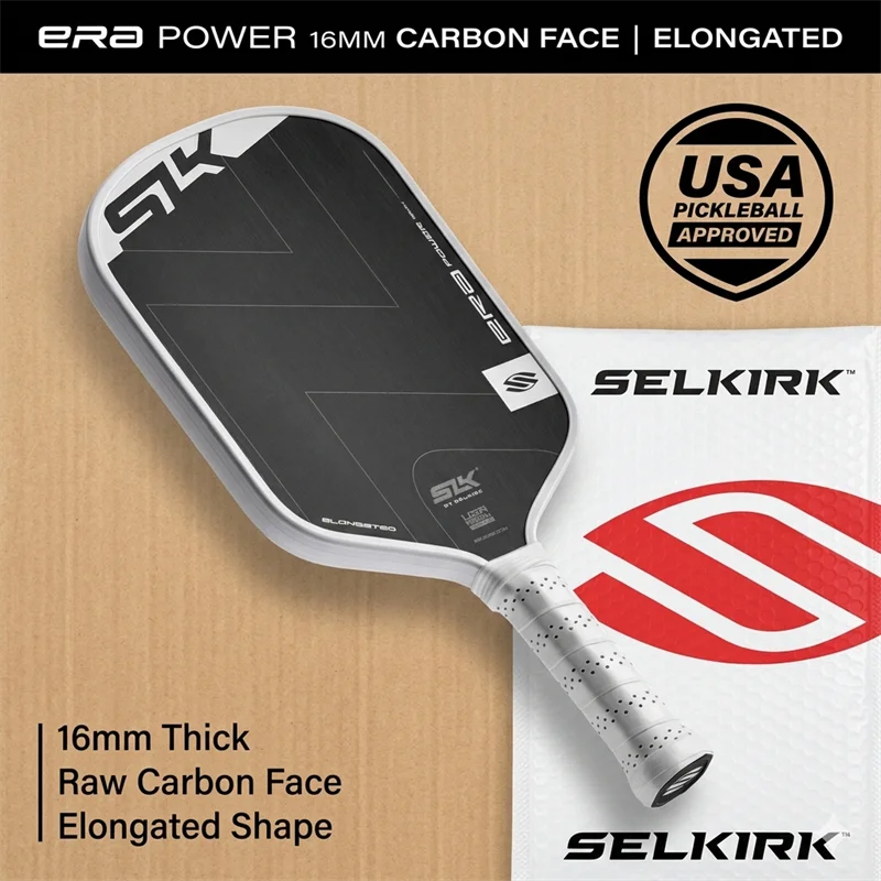 SLK ERA Power 16mm Pickleball Paddle USAP Approved Carbon Fiber Hybrid Face High Spin Large Sweet Spot for Training Competition