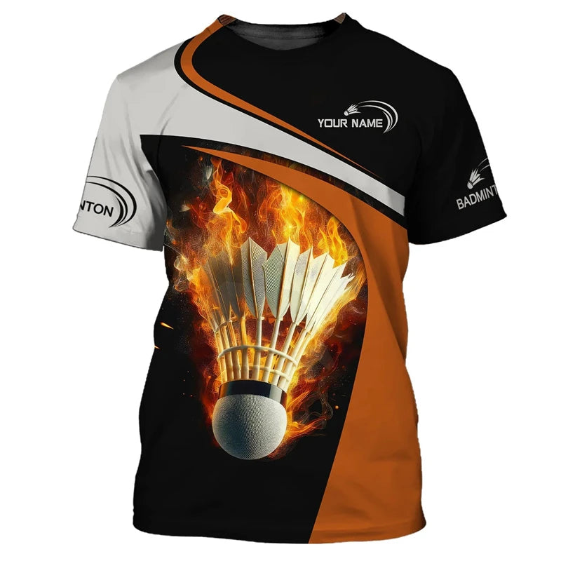 Badminton Sport T-shirt Men's Clothing Cool Novel 3D Print Sports Quick Dry Short Sleeve T Shirts Summer Gym Fitness Custom Tee