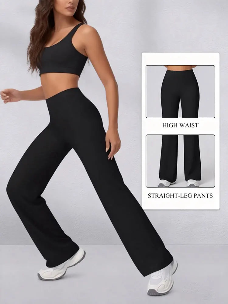 Yoga Pants Womens Trousers High Waisted Straight Wide Leg Leggings Hip up Sports Tights Suitable For Yoga Gym Casual Clothings