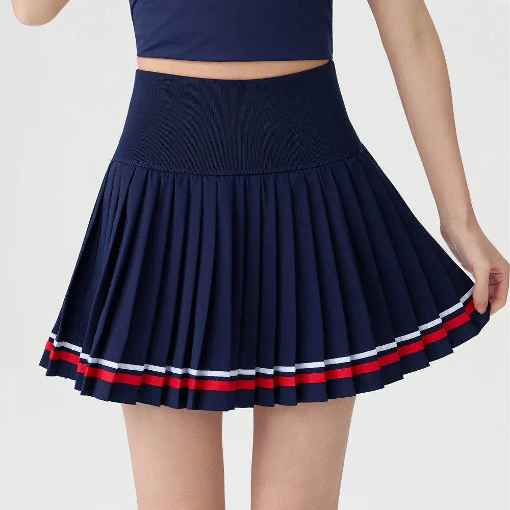 New Style Tennis Skirt, High-Waisted Slimming Tennis Wear, Quick-Drying Half-Length Pleated Skirt, Badminton Running Fitness Sports Short Skirt