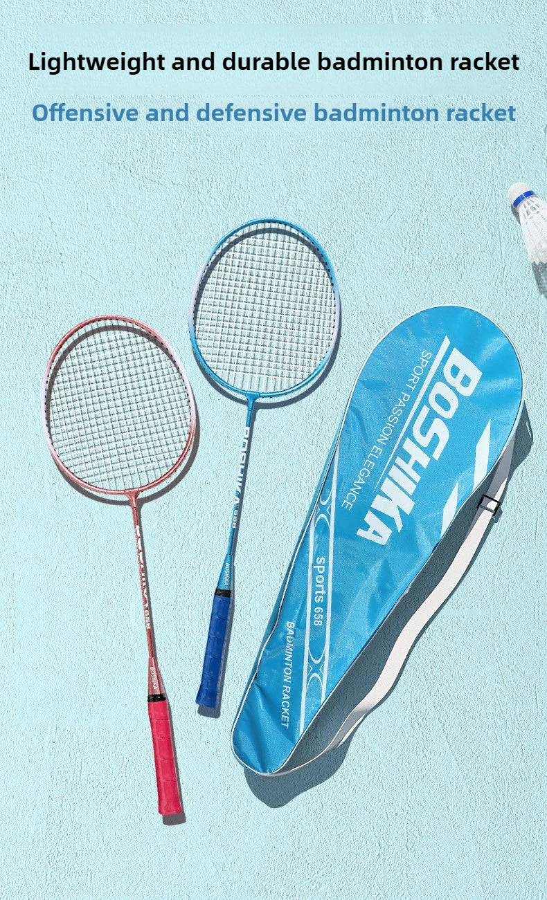 Sports Products Newest Designed Ferroalloy Frame Badminton Rackets A Pair Badminton Racquet with Premium Badminton Bag & 3 Balls