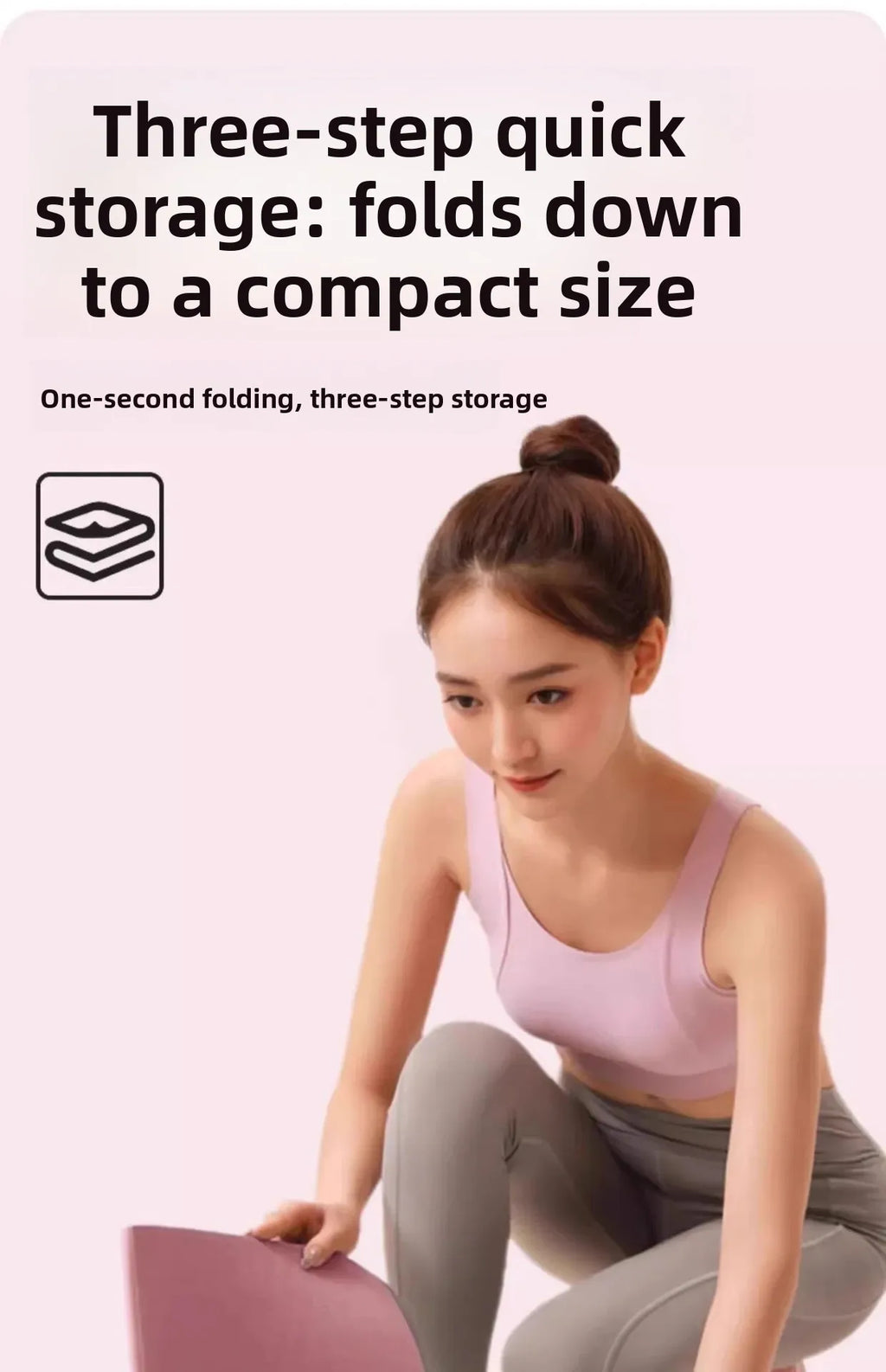 Eco-Friendly TPE Foldable Yoga Mat Double-Sided Non-Slip Travel Fitness Exercise Mat for Pilates and Floor Workouts