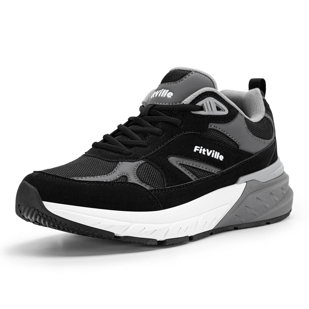 FitVille Newest Walking Shoes for Men Wide Width Sneakers with Arch Support for Flat Feet Heel Pain Relief Plantar Fasciitis
