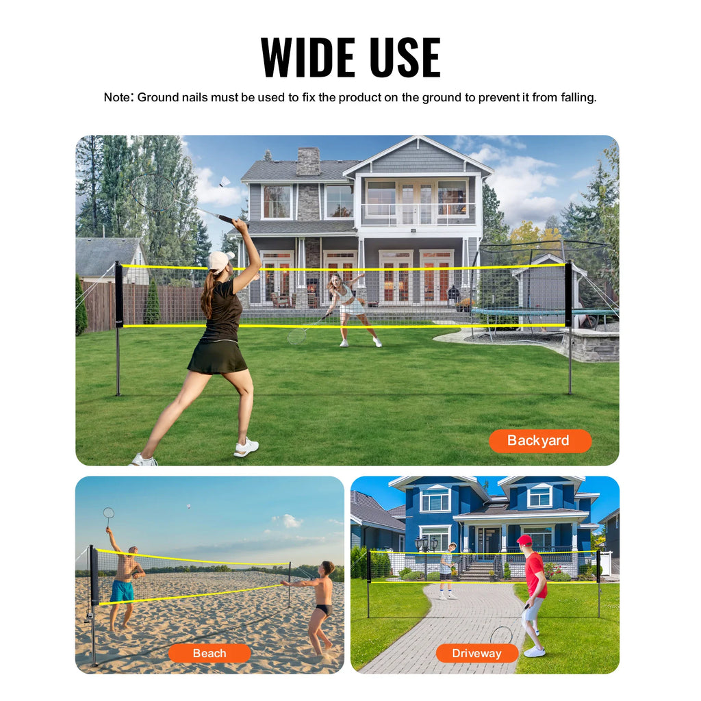 SucceBuy Badminton Net Set Outdoor Backyard Beach Park Badminton Net Portable Badminton Equipment Set Adults Kids Badminton Net