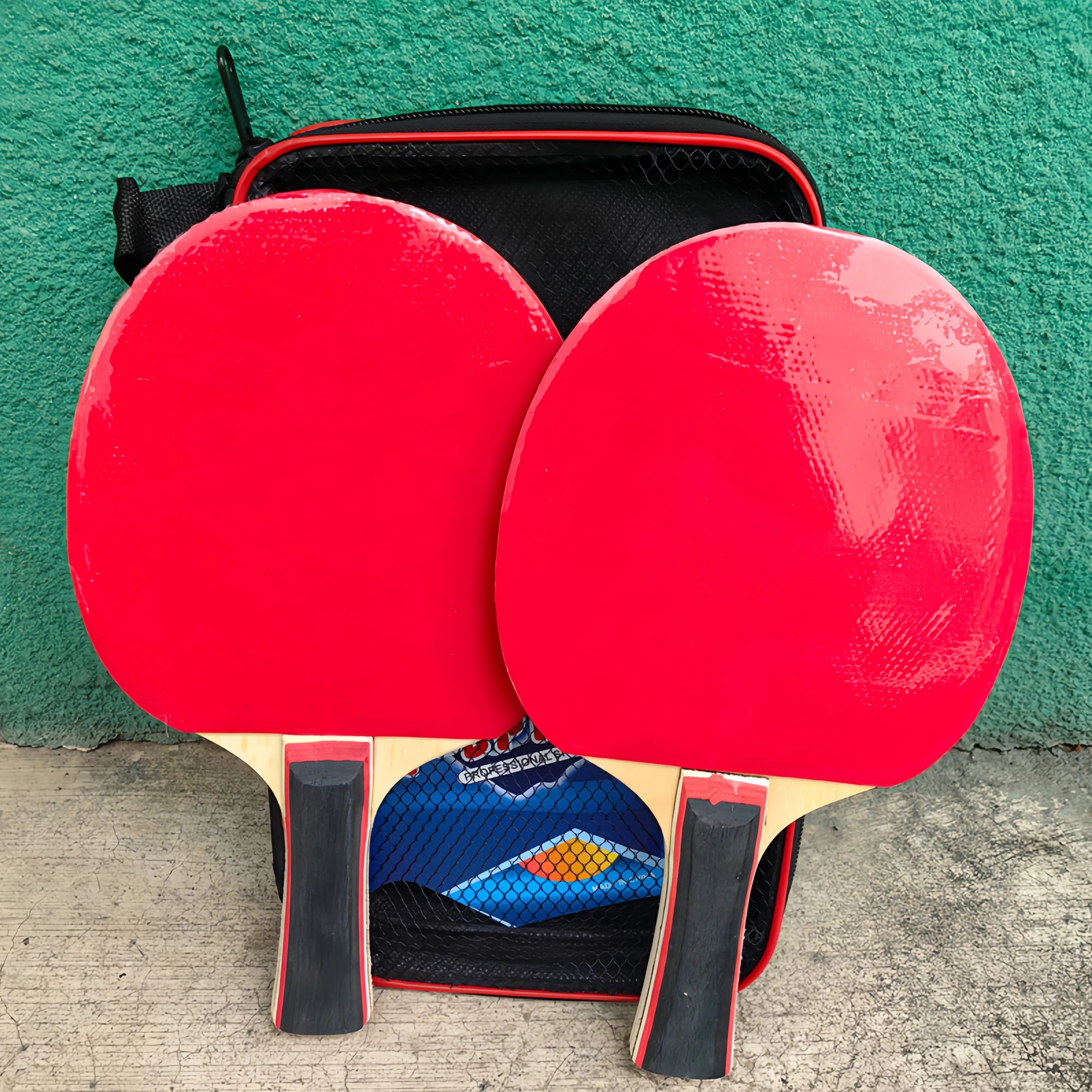 1 Set (2 Table Tennis Racket + Storage Bag) Double-Sided Anti-Adhesive Competition Training Horizontal Straight Racket Table Tennis Racket Professional Grade High Elastic Racket Horizontal and Cut Beginners Single and Double