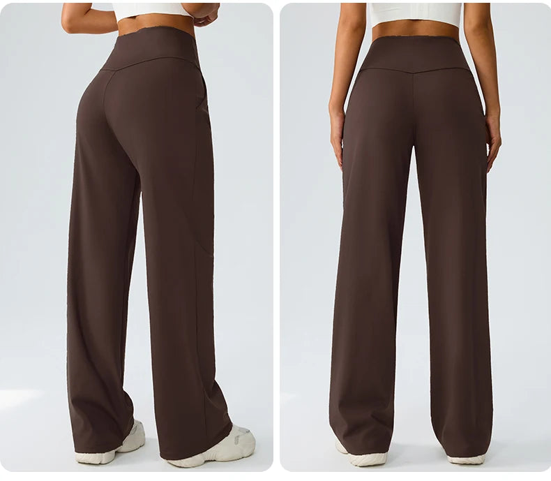 Yoga wide leg pants for women high waisted loose straight leg pants casual sports yoga pants women's outerwear