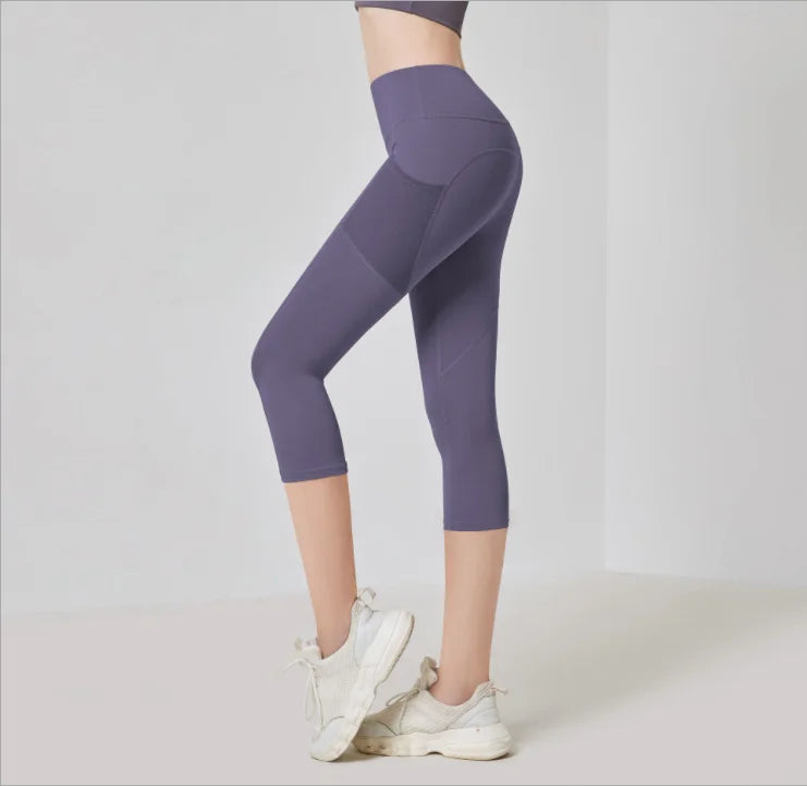 Yoga Pants Pockets Hip-lifting Bottoming Quick-drying Yoga Clothes Breathable Stretch Mesh Side Pockets Running Fitness Pants