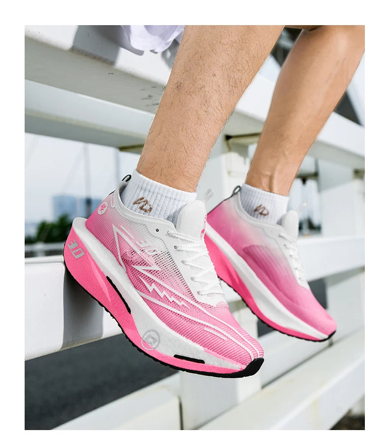 Women's Carbon Board Sneakers Anti-slip Cushioned Comfortable Racing Training Running Shoes Mesh Tennis Shoes Casual for Women