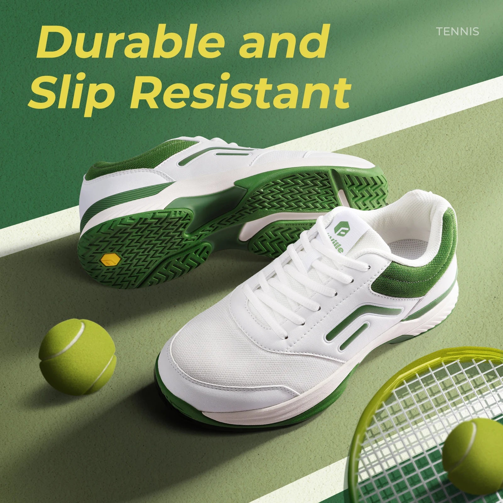 Fittington Wide Pickleball Shoes for Men Casual Sport Sneakers Breathable Tennis Shoes Hard Court Racquetball Cushioning Support