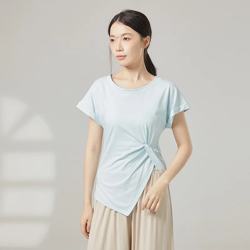 Cotton Yoga Top For Women Short Sleeve Breathable Soft Gym Fitness Top Classical Dance t-Shirt Modern Dance Running Active Wear