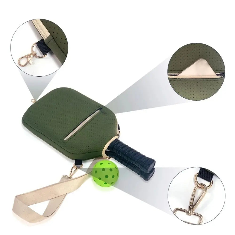 Large Capacity Pickleball Crossbody Bag Zipper Closure Waterproof Pickleball Paddle Cover Professional Adjustable Strap