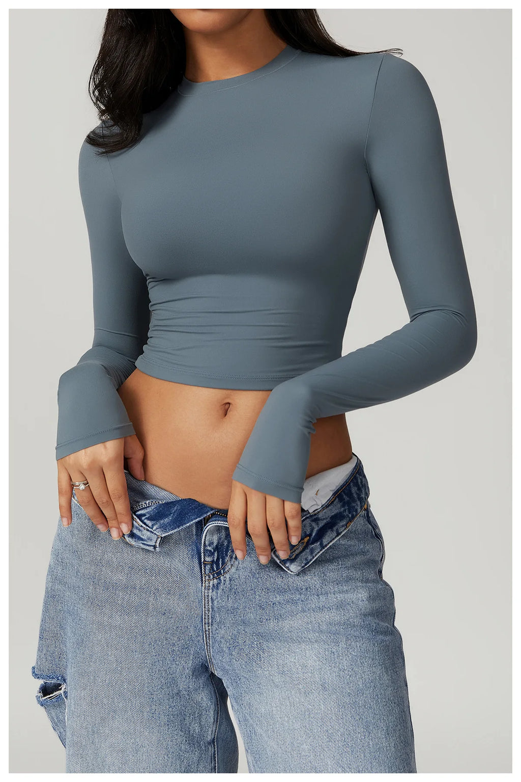 Yoga Shirts For Women Tops Fitness Running Long Sleeve Gym Clothes Push Up Workout Dry Fit Breathable High Elastic Sports Top