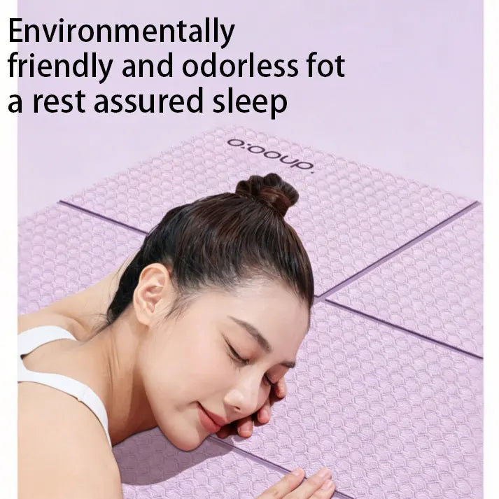 Foldable Tpe Yoga Mat 185× 61cm , Double-Sided Non-Slip, Eco-Friendly and Odor-Free, Portable Fitness Mat, Suitable for Yoga, Pilates, and Floor Training, Lightweight and Easy to Carry, Comes with a Storage Bag