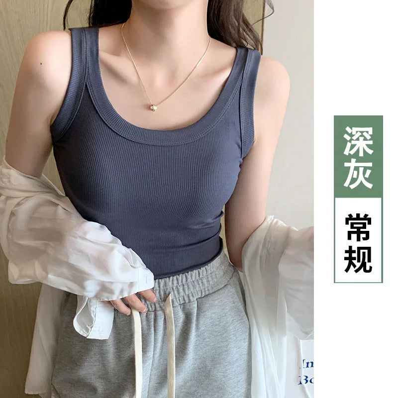 Women Tank Tops 2026 High Strecth Knitted Bottoming Shirt Soft Korean Fashion Undershirt Inner Wear Casual Ladies Tank Tops