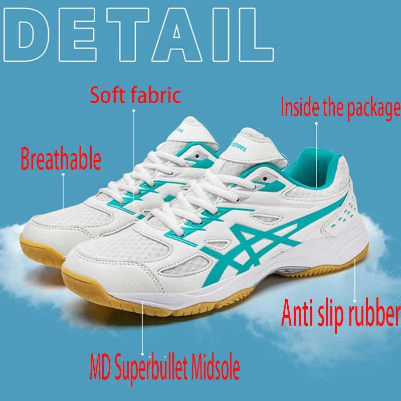 Men's and women's badminton shoes - sports support, flexibility, shock absorption and cushioning, grip table tennis shoes, volle