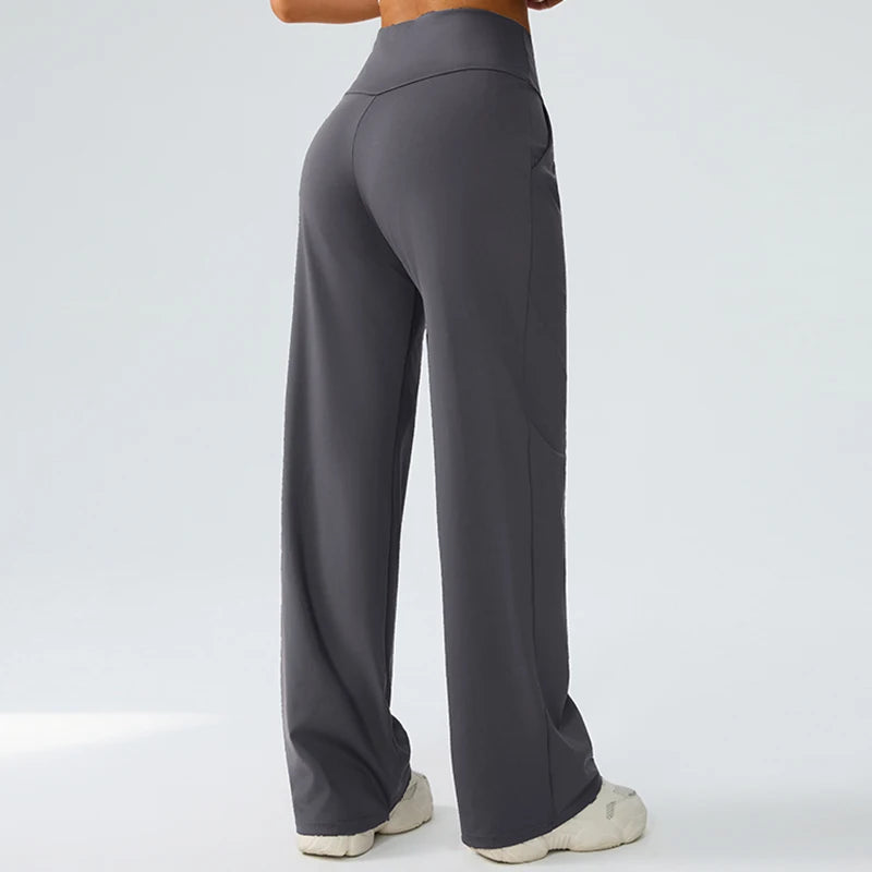 Yoga wide leg pants for women high waisted loose straight leg pants casual sports yoga pants women's outerwear