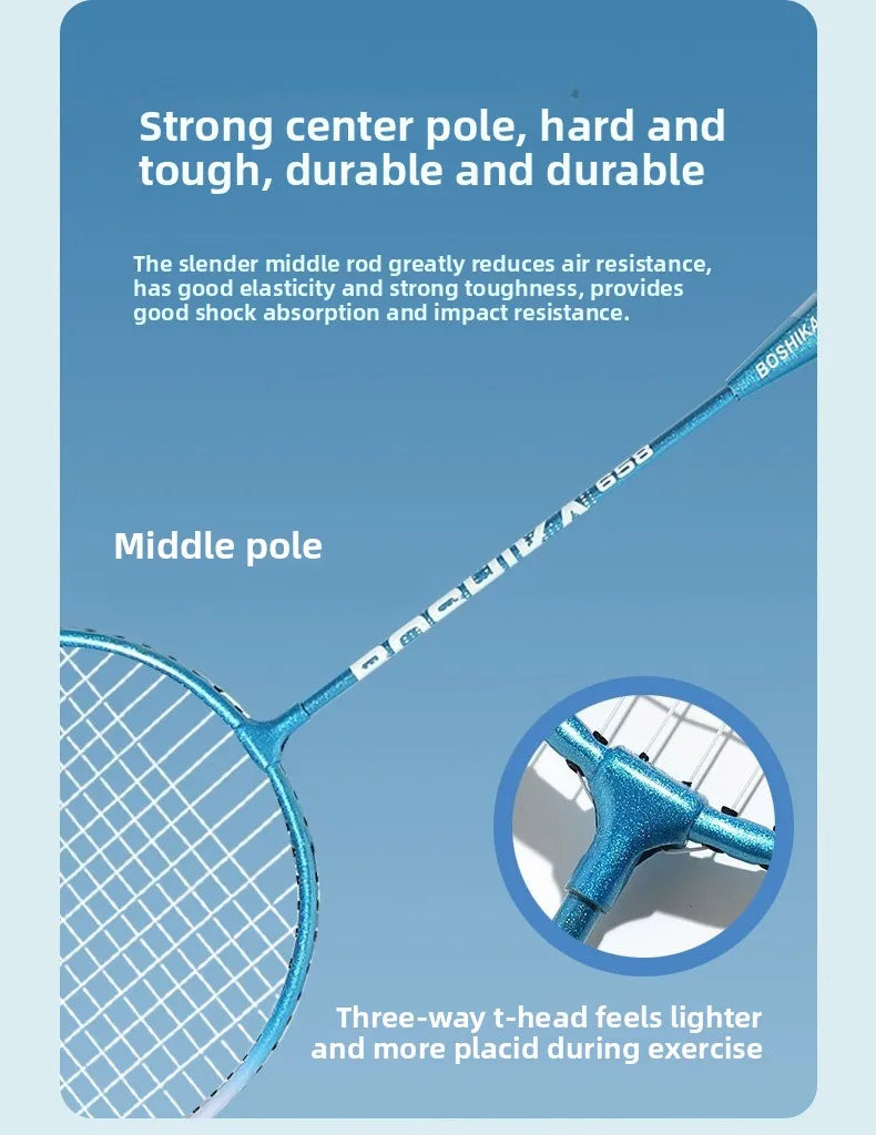 Sports Products Newest Designed Ferroalloy Frame Badminton Rackets A Pair Badminton Racquet with Premium Badminton Bag & 3 Balls