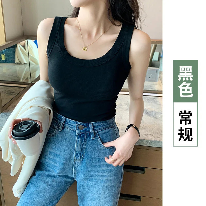 Women Tank Tops 2026 High Strecth Knitted Bottoming Shirt Soft Korean Fashion Undershirt Inner Wear Casual Ladies Tank Tops